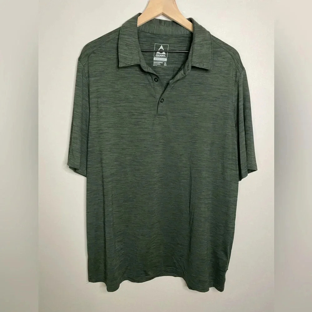 Gerry Men's XL Green Short‎ Sleeve Stretch Performance Polo Shirt Size XLarge